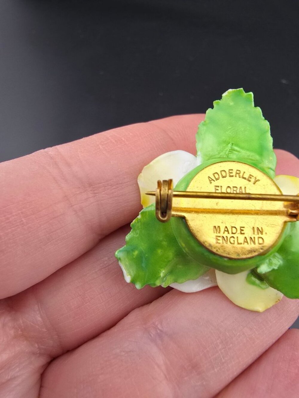 Vintage Royal Adderley Brooch Yellow Rose Bone China Floral Jewelry Spring READ - Picture 10 of 12